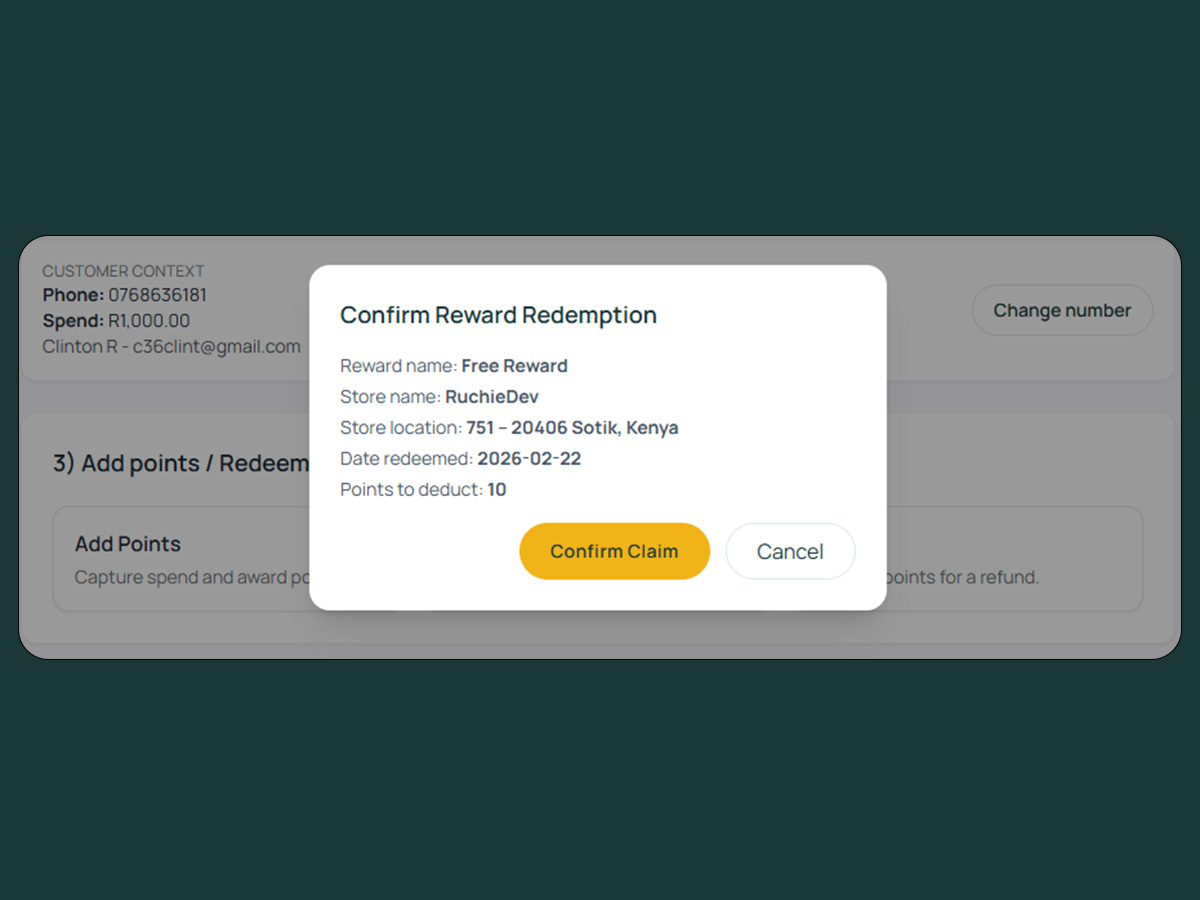 Reward redemption confirmation workflow
